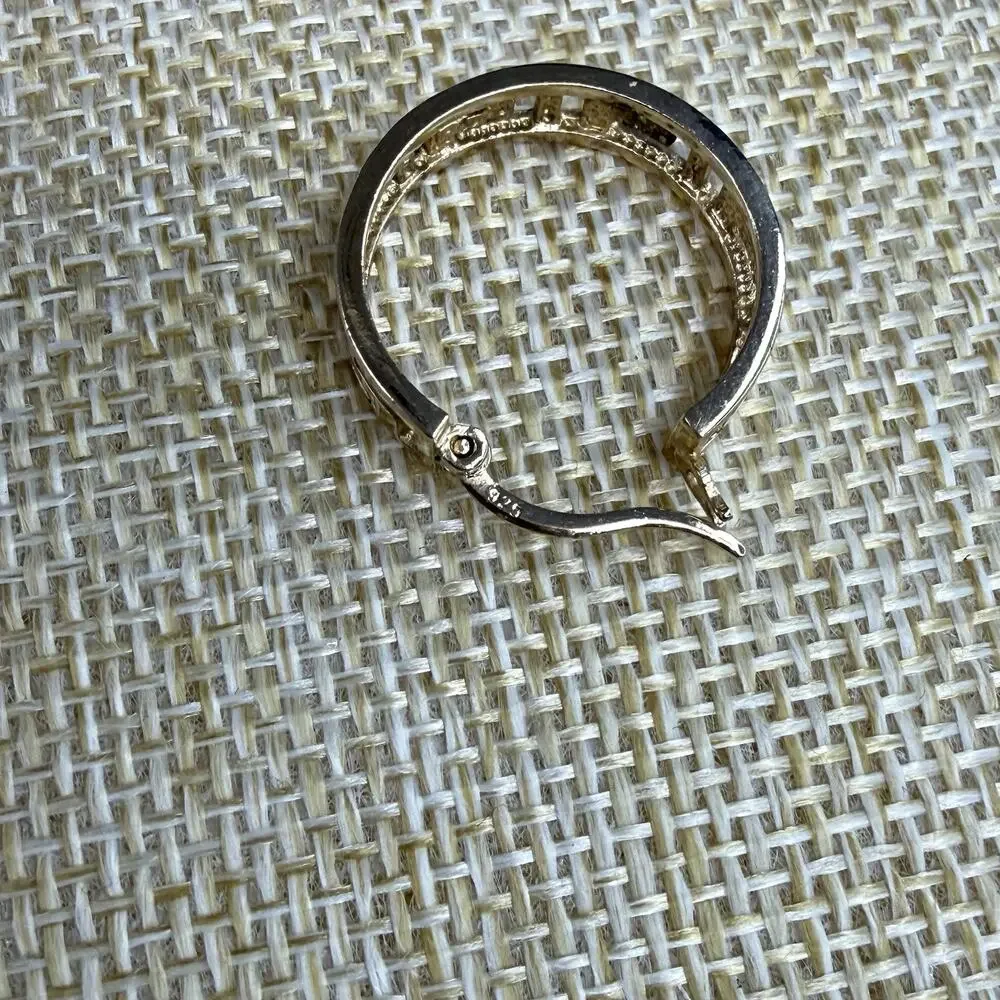 925 Sterling Silver Vermeil Cut Out Hoop Earrings 4.2 grams